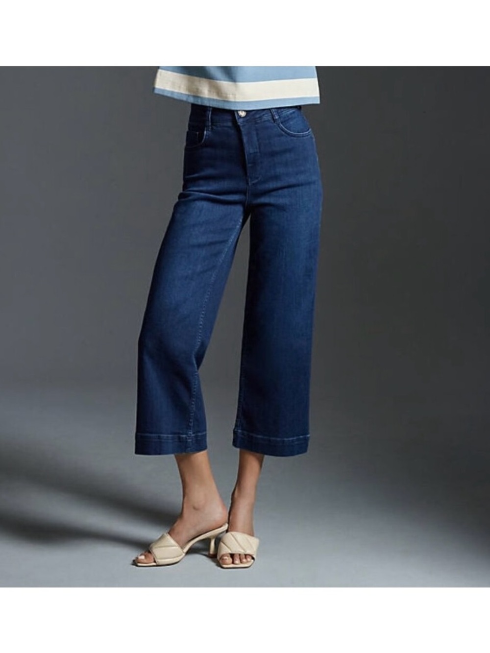 Anthropologie Pilcro Jeans The Skipper Patch Pockets Cropped Wide Leg Hi Rise